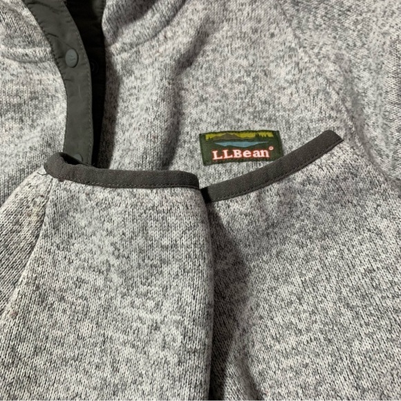 Ll Bean Womens Sweater Fleece Hooded 1/2 Button Jacket size Large Gray Pullover - Picture 7 of 9